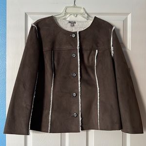 NWT J.Jill Women’s Jacket Shale Brown 2 Side Pockets Super Soft Interior Lining